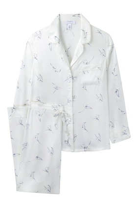 Giles Deacon Lily-Print Silk Pajama Set
